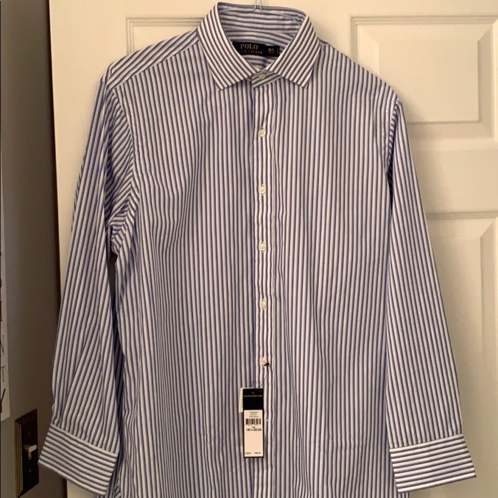 Ralph Lauren Blue and white striped button up